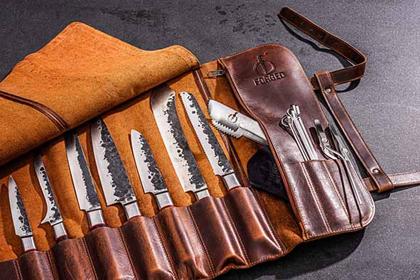 Forged Essentials messen foudraal leder 16 x 43 x h4cm