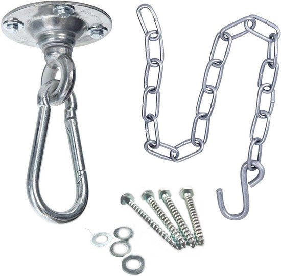 Power hook met ketting voor hangstoelen in houten balk