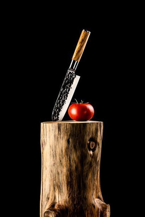 Couteau Santoku forgé en olivier - 18 cm