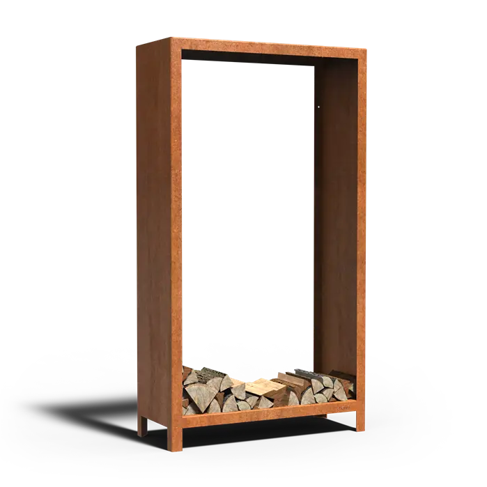 Rangement à bois en acier corten - 1000 x 400 x 1800 mm