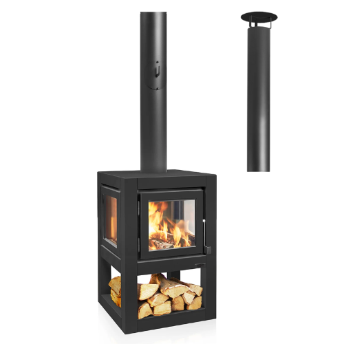 Cheminée de terrasse Quaruba XL Mobile - Inox Noir