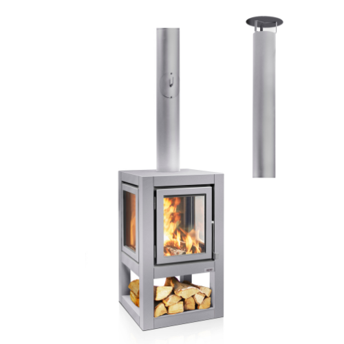 Cheminée de terrasse Quaruba XL Mobile - acier inoxydable