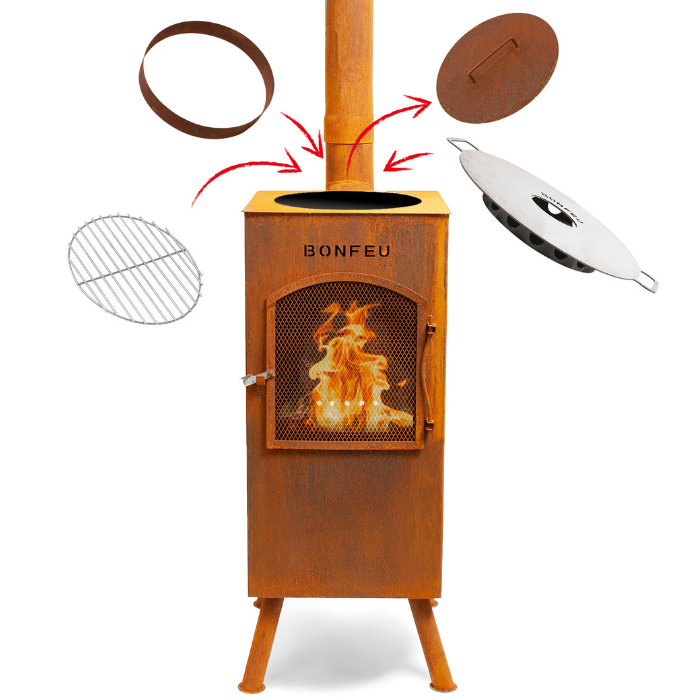 Cheminée de jardin BonFeu BonCarré QLP Rust
