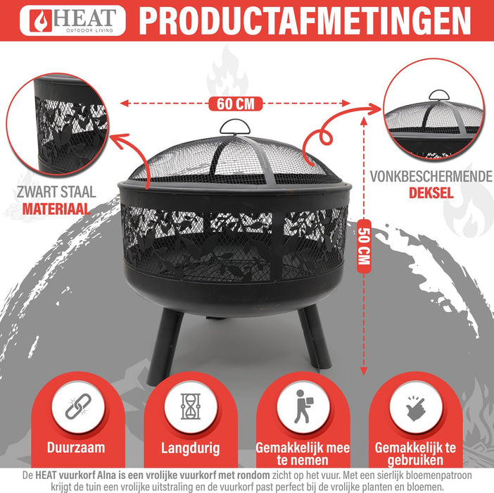 HEAT Vuurkorf Alna met Vonkenscherm en grillrooster