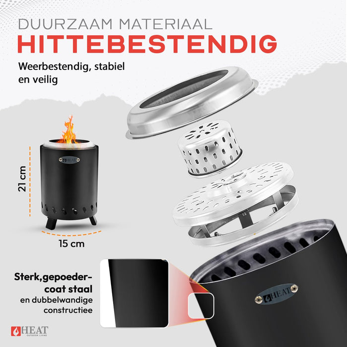HEAT Rookvrije Vuurkorf Rokfri Small - Zwart