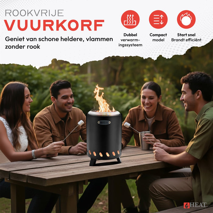 HEAT Rookvrije Vuurkorf Rokfri Small - Zwart