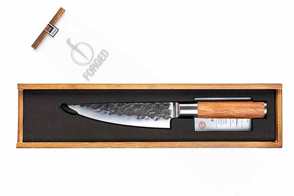 Retourdeal Forged Olive koksmes 16cm (barst in het plexiglas van de verpakking)