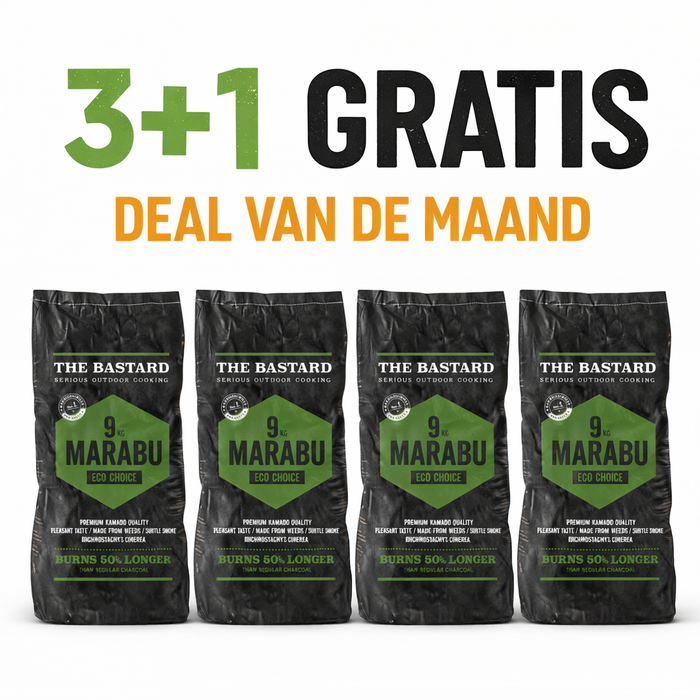 Actie: 3+1 gratis - The Bastard Charcoal Marabu 9 kg