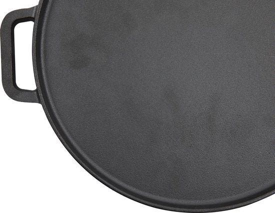 Grillplaat gietijzer Ø30cm  2 zijden, Vlak en ribbel zonder doos