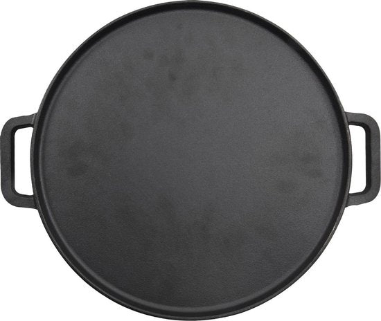 Grillplaat gietijzer Ø30cm  2 zijden, Vlak en ribbel zonder doos