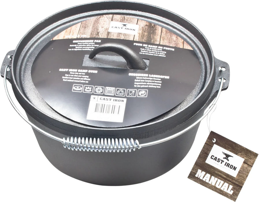 Pan m/deksel 28x13cm gietijzer 8 liter