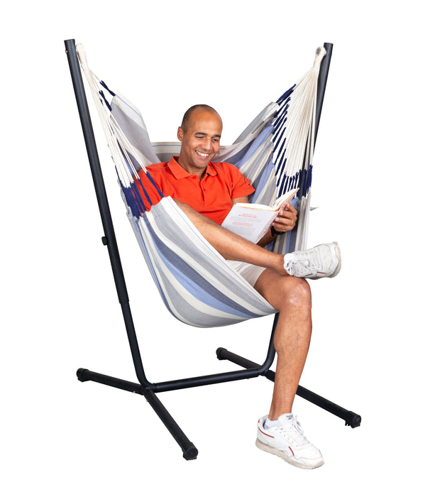 LA SIESTA Fiji Outdoor Sea Salt - Hangstoel & Stand - Weerbestendig - Comfort maat