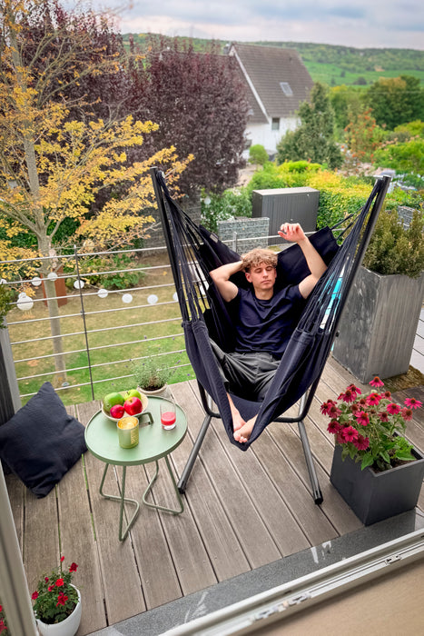 LA SIESTA Fiji Organic Onyx - Hangstoel & Stand - Comfort maat