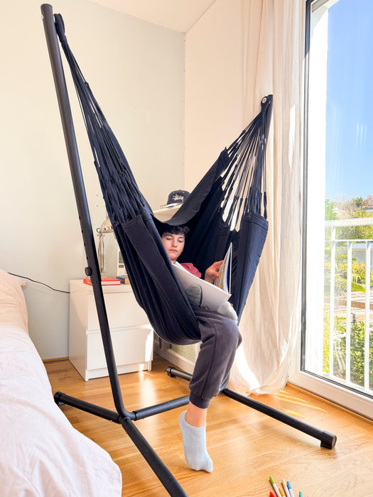 LA SIESTA Fiji Organic Onyx - Hangstoel & Stand - Comfort maat