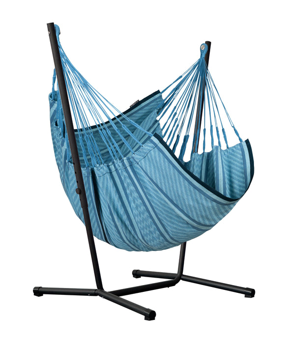LA SIESTA Fiji Organic Blue Zebra - Hangstoel & Stand - Comfort maat