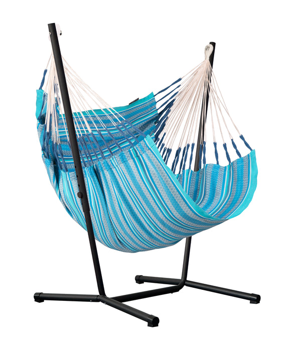 LA SIESTA Fiji Organic Azure - Hangstoel & Stand - Comfort maat
