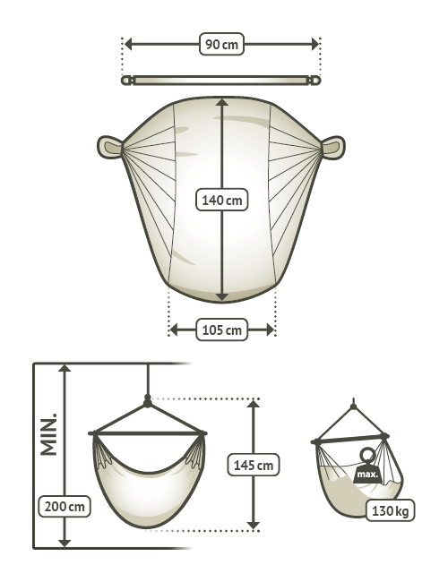 LA SIESTA  Domingo Sea Salt - Hangstoel - Weerbestendig - Basis maat