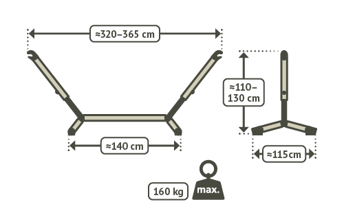 LA SIESTA Nautico Grey - Hangmat staander - Dubbele maat