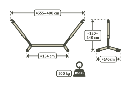 LA SIESTA Nautico Anthracite - Hangmat staander - Kingsize
