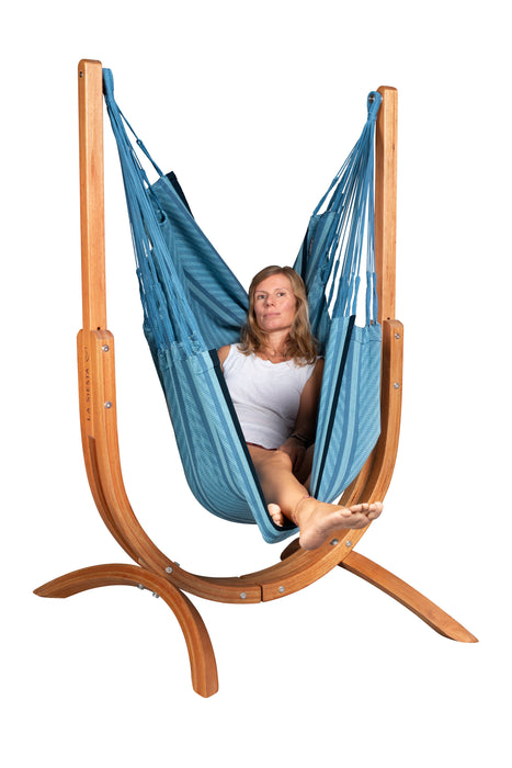 LA SIESTA Udine Organic Blue Zebra - Hangstoel & Stand - Comfort maat