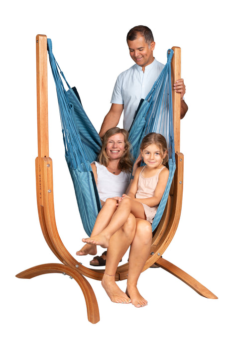 LA SIESTA Udine Organic Blue Zebra - Hangstoel & Stand - Comfort maat