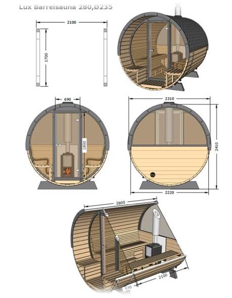 B-lazy Saunabarrel - 280 cm met balkon